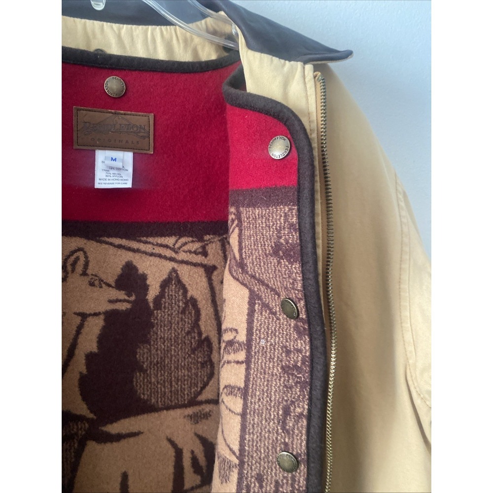 Rare Vintage Pendelton Field Jacket With Intarsia Wool Wildlife Vest Beaver Deer - Picture 3 of 16